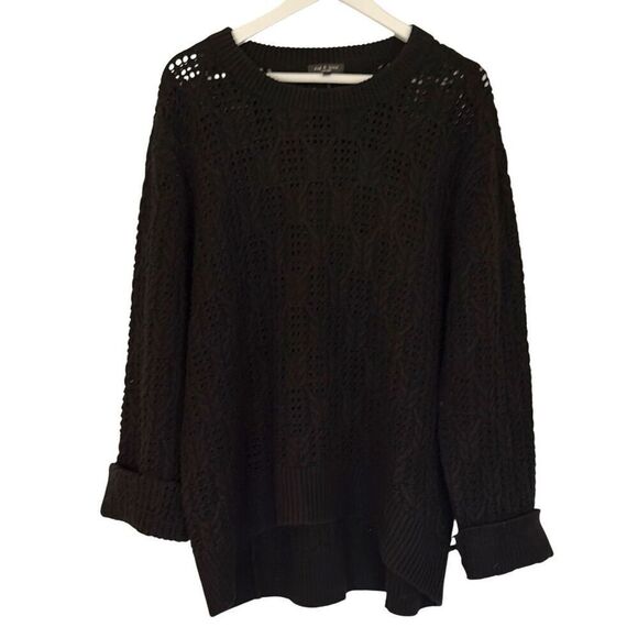 Rag & Bone 100% wool Divya cable crochet knit sweater large - Picture 3 of 13